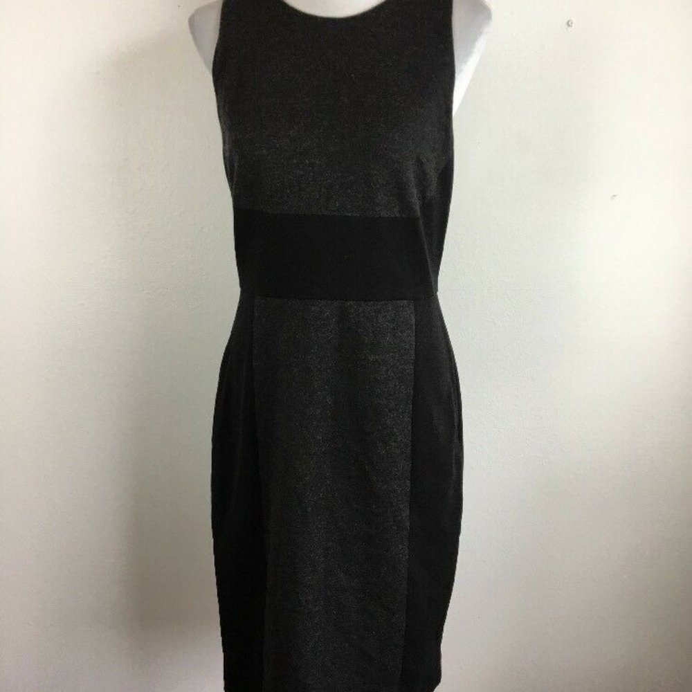 Vince Sheath Dress 12 Black Gray Wool Blend Ponte